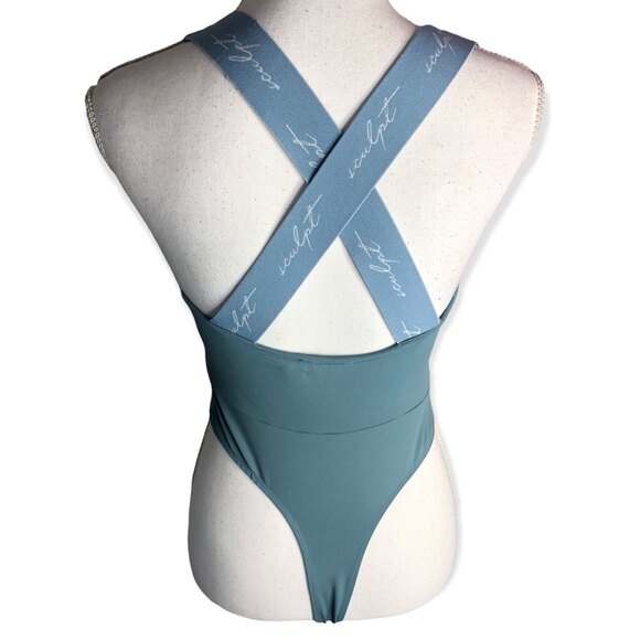 Boohoo Sculpt Elastic Tape Scoop Neck Criss Cross Bodysuit - Picture 5 of 6